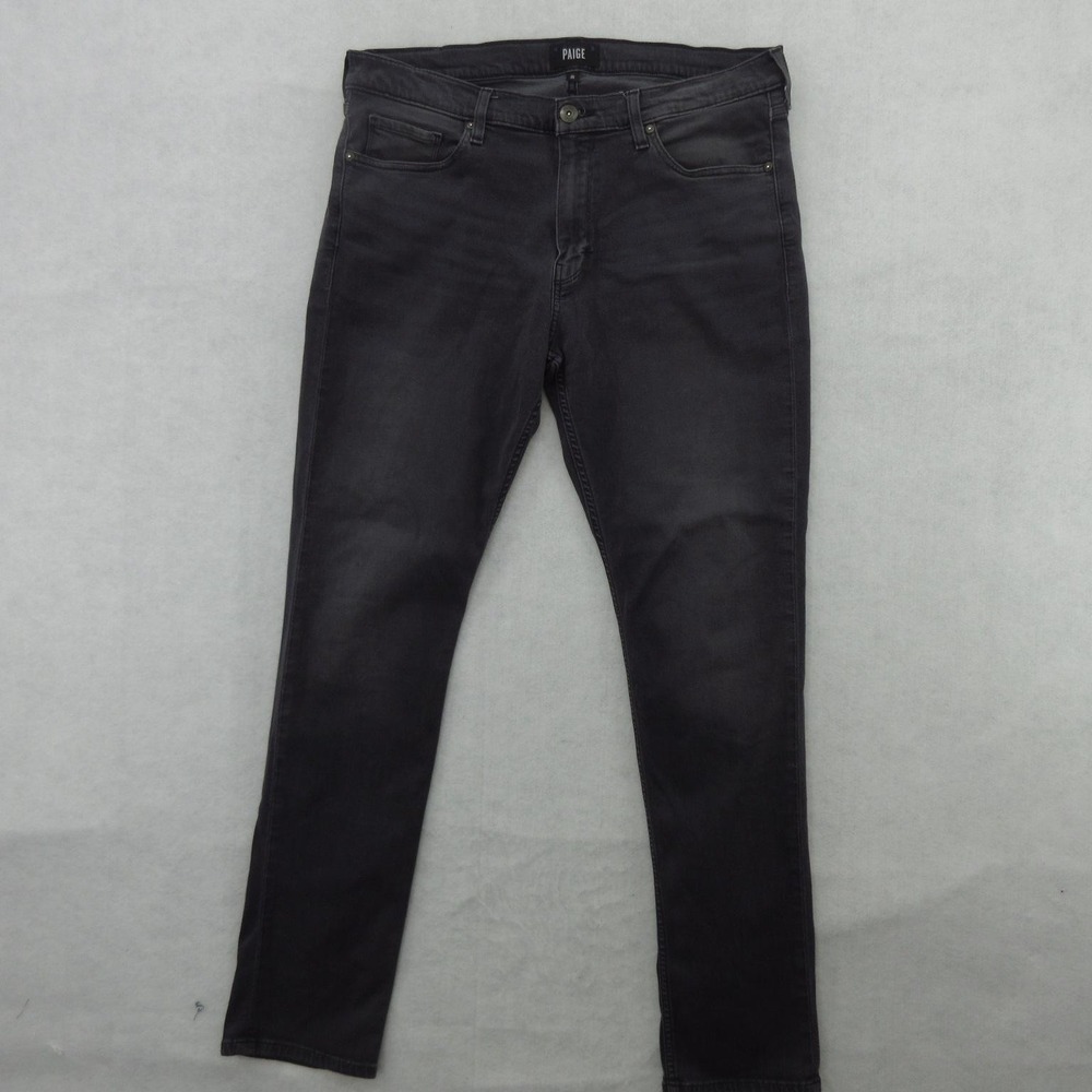 Paige Lennox Jeans Mens 36x33 Gray Charcoal Slim Skinny Stretch Denim Pants